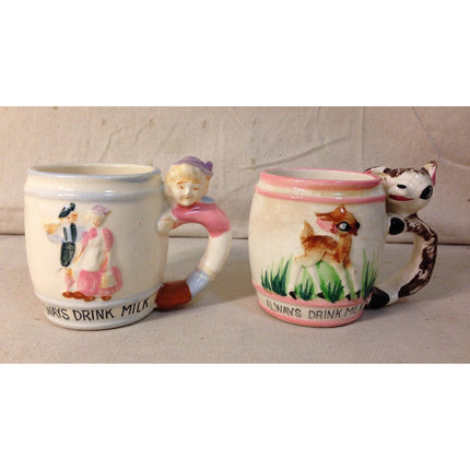 Vintage “Always Drink Milk” Mugs – Set of 2