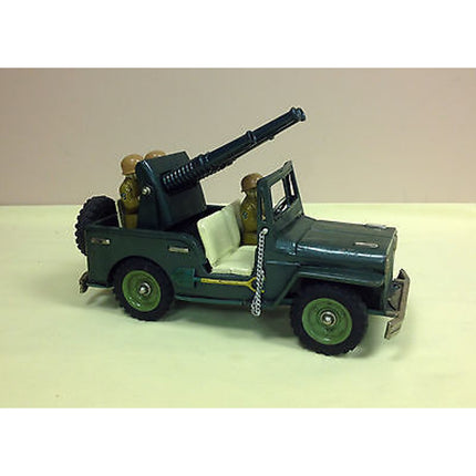 1950’s Japan Friction Anti-Aircraft Jeep – 3 Men, 3 Guns, Large Version