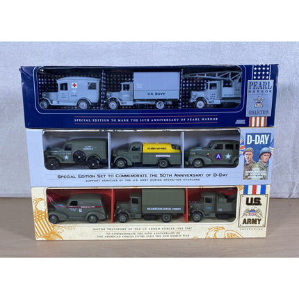 3x Lledo 50th Anniversary Military Die-Cast Sets US Army D-Day Pearl Harbor NIB