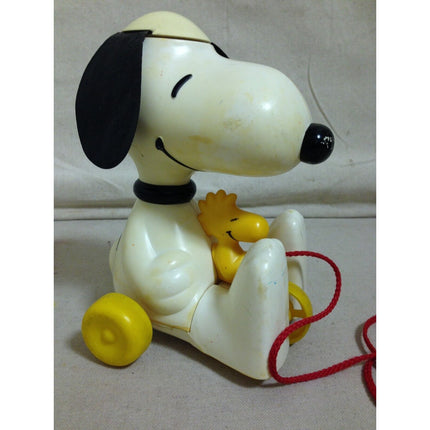 VTG 1970s Hasbro Snoopy & Woodstock Pull Toy – Spinning Ears Helicopter Peanuts