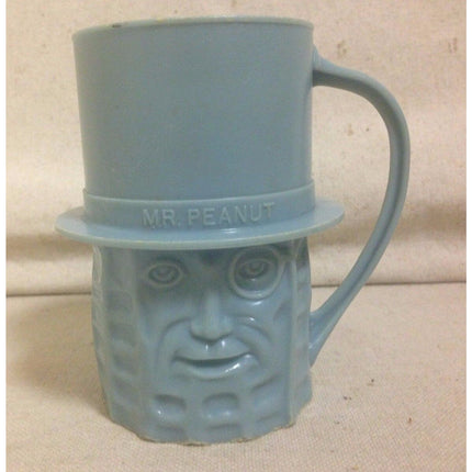 Vintage Planters Mr. Peanut Light Blue Plastic Mug – Advertising Drink Cup