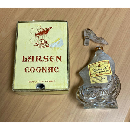 Original 1960s France Larsen Invincible Cognac Ship Bottle Decanter w/ Stopper & OB