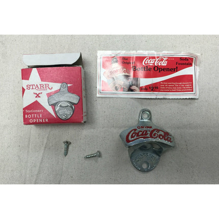 Vintage 1960s Coca-Cola Starr "X" Bottle Opener MIB w/ Box, Screws & Flyer