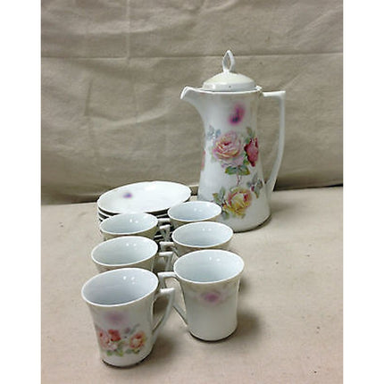 Vintage 7-Piece German Chocolate Pot & 6 Cup/Saucer Set