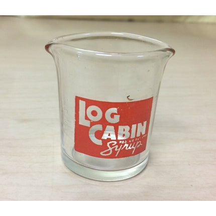 Vintage Log Cabin Syrup Clear Glass Double Spout Pancake Pour Cup Server