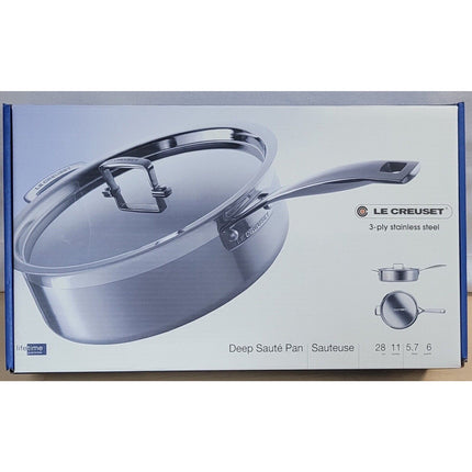 Le Creuset 11" 3-Ply Stainless Steel 6 Qt Saucepan with Lid — Brand New in Box