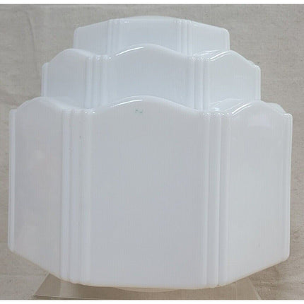 Vintage Art Deco White Glass 3-Tier Skyscraper Lamp Shade Globe Light Fixture