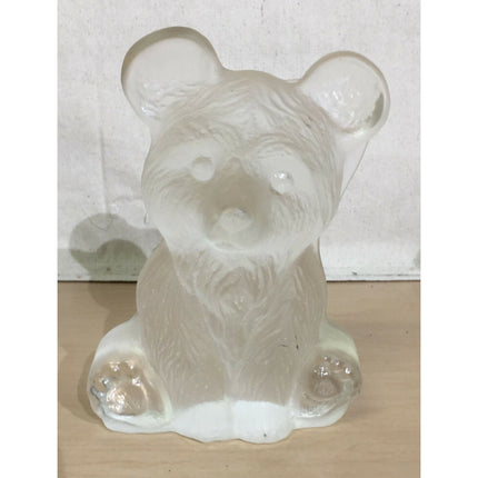 Viking Dalzell Frosted Glass Bear Figurine Handmade USA Original Sticker 6.5"