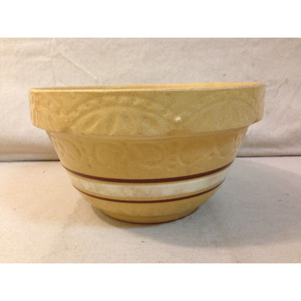 Vintage RRP 8" Mixing Bowl – Cream with Yellow, Brown & White Stripes