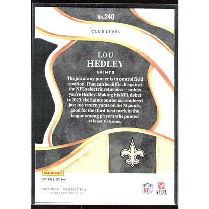 Lou Hedley 2023 Panini Select Red and Blue Prizms Die Cuts #240 Saints