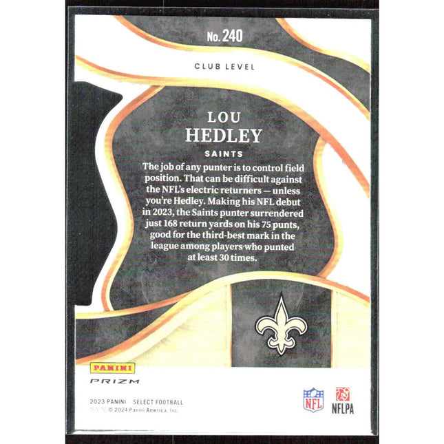 Lou Hedley 2023 Panini Select Red and Blue Prizms Die Cuts #240 Saints