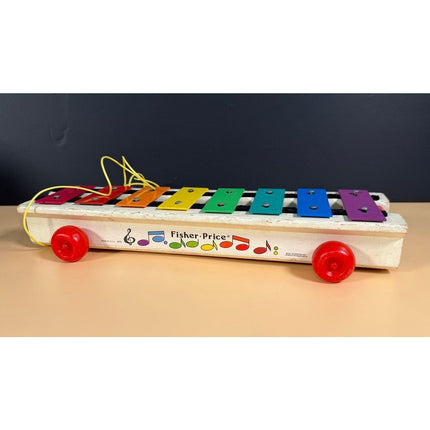 Vintage Fisher-Price Vibraharp #870 Pull-A-Tune Xylophone Toy Working