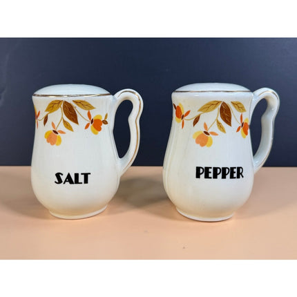 Hall's Autumn Leaf Salt & Pepper Shakers 4.5" Vintage Kitchenware Set