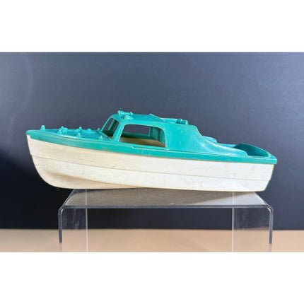 Vintage Hubley Plastic 8" Cabin Cruiser Toy Boat Classic Speedboat Collectible