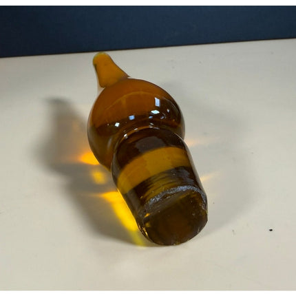 Vintage Orange Crackle Art Glass Decanter Stoppered Bottle