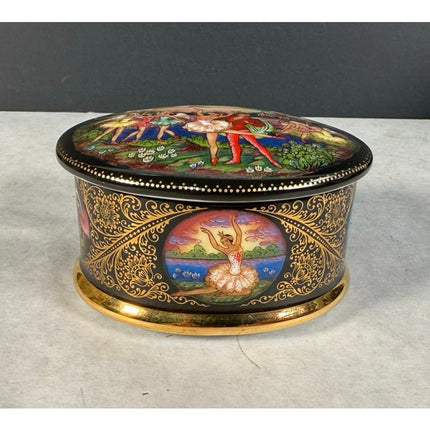 Vintage 1992 Ardleigh Elliott & Sons Porcelain Oval Music Box Plays Swan Lake