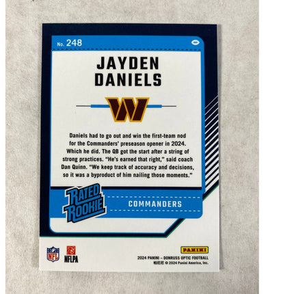 2024 Donruss Optic Rated Rookie Jayden Daniels RC #248 Commanders