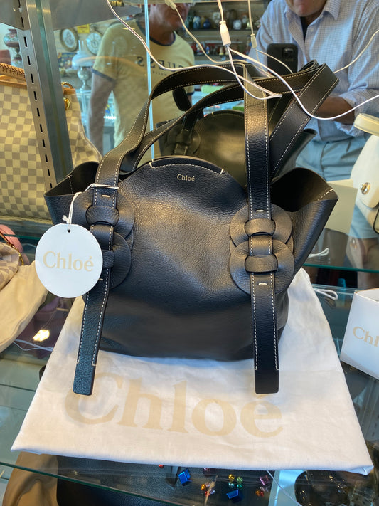 Chloe Darryl Black Leather Tote Bag