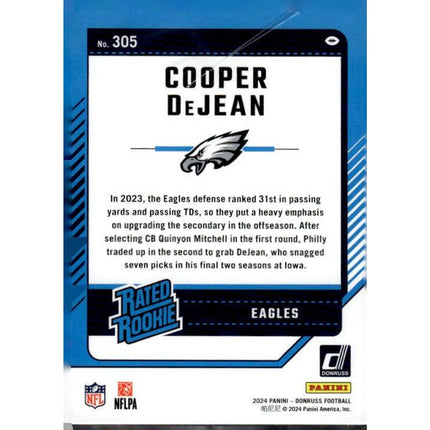 Cooper DeJean 2024 Donruss #305 RC Philadelphia Eagles