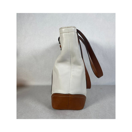 Coach Hampton Leather Bucket Tote Shoulder Bag F11201 Off White/Tan MSRP $398