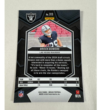 2024 Panini Mosaic Brock Bowers RC #313 Rookie Card Rookies Insert
