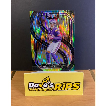 Justin Jefferson 2024 Select #174 Premier Level Shock Prizm Minnesota Vikings