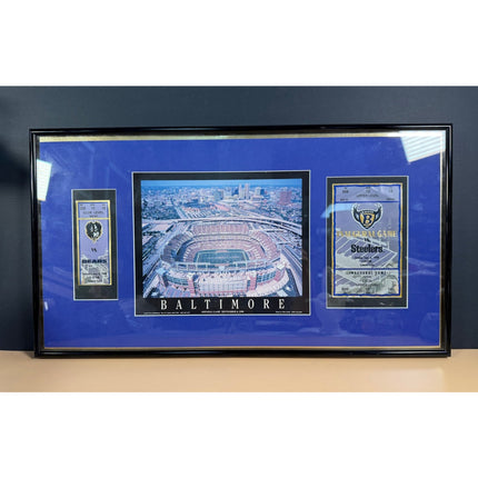 1998 Baltimore Ravens Inaugural Game Framed Stadium Tickets August 8 1998