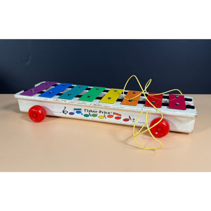 Vintage Fisher-Price Vibraharp #870 Pull-A-Tune Xylophone Toy Working