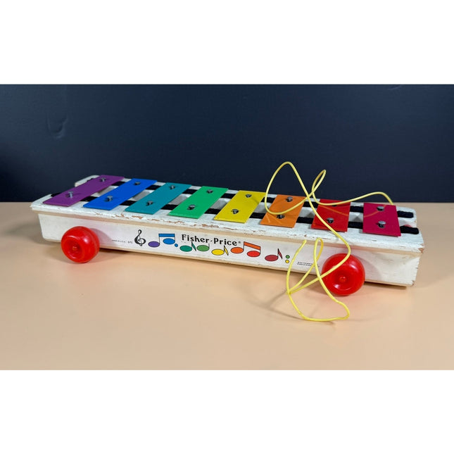 Vintage Fisher-Price Vibraharp #870 Pull-A-Tune Xylophone Toy Working