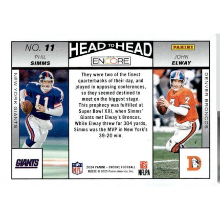John Elway / Phil Simms 2024 Panini Encore Head to Head #11