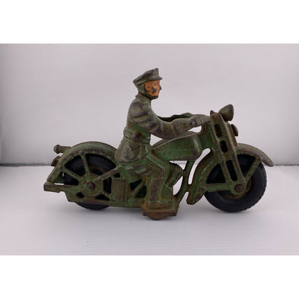 1930s Hubley Cast Iron Patrol Cycle 6.75" Vintage Motorcycle Toy Police