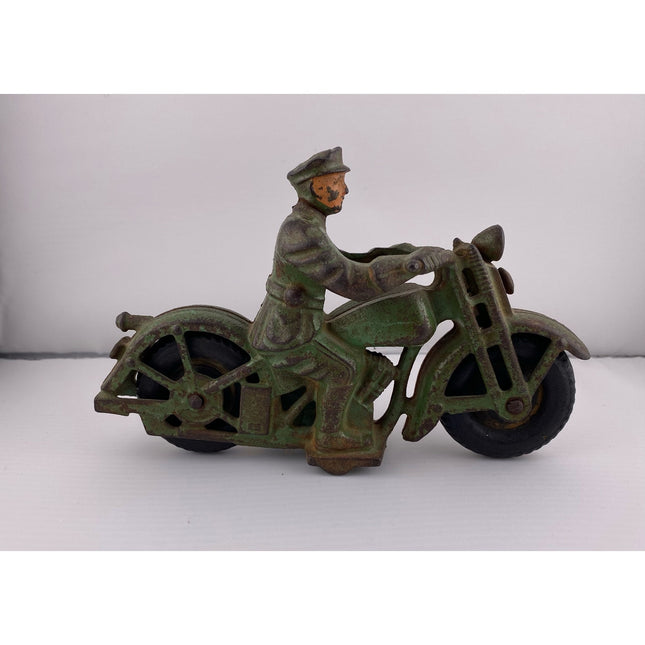 1930’s Cast Iron Hubley Patrol Cycle – 6 3/4" – Vintage Motorcycle Toy
