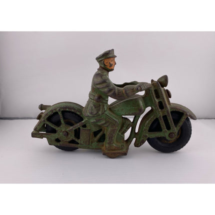 1930’s Cast Iron Hubley Patrol Cycle – 6 3/4" – Vintage Motorcycle Toy