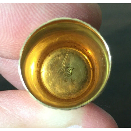 19th Century Simons Brothers 14K Gold Thimble #9 Fleur de Lis Pattern w/ Case