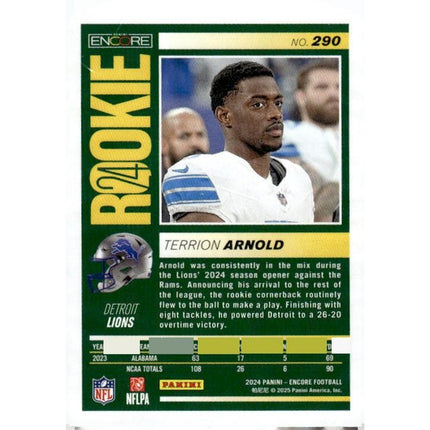 Terrion Arnold 2024 Panini Encore #290 RC Detroit Lions