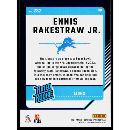 Ennis Rakestraw Jr. 2024 Donruss Optic #232 RC,Rookie Detroit Lions