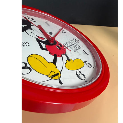 Lorus Quartz Disney Mickey Mouse Red Wall Clock Working