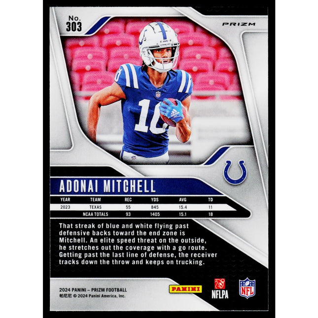 Adonai Mitchell 2024 Panini Prizm Lazer #303 RC Indianapolis Colts