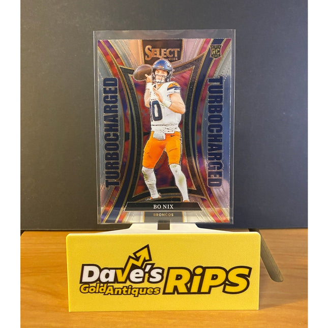 Bo Nix 2024 Select #16 Turbocharged Insert RC Card Denver Broncos