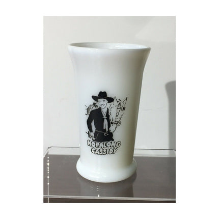 Vintage 1950s Hopalong Cassidy Hoppy 24 Milk Glass Tumbler Cup 5"