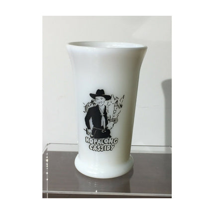 Vintage 1950s Hopalong Cassidy Tall Milk 5" Glass Tumbler Cup – “Hoppy 24”