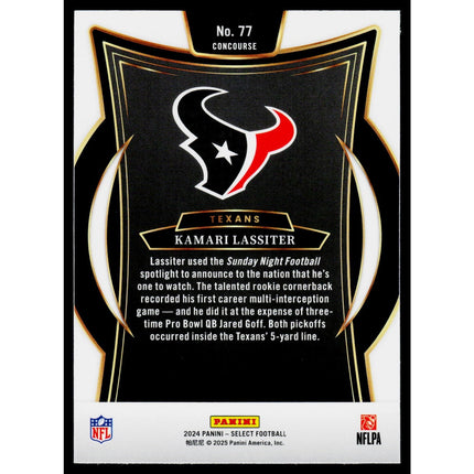 Kamari Lassiter 2024 Panini Select #77 RC Houston Texans