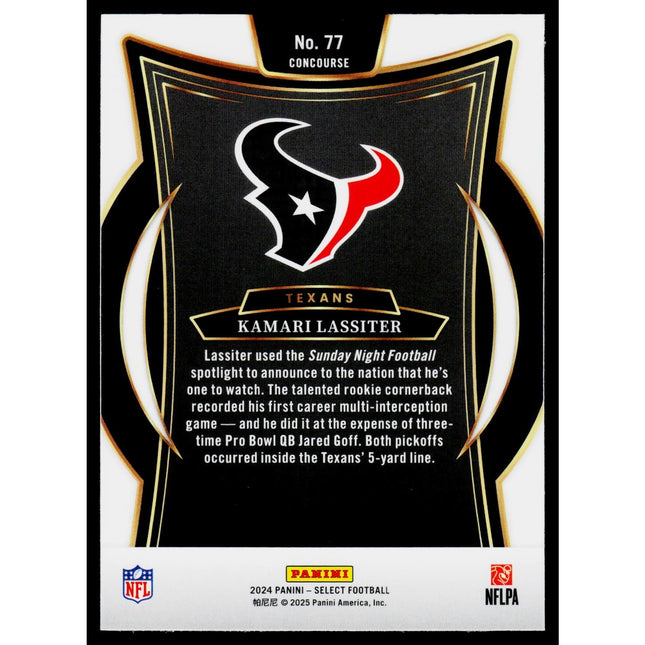 Kamari Lassiter 2024 Panini Select #77 RC Houston Texans