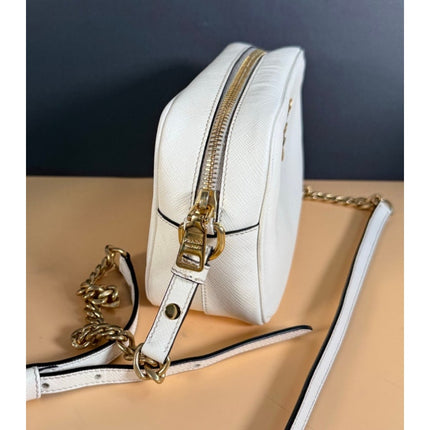 Prada White Vitello Crossbody Camera Bag IBH149 w/ Dust Bag MSRP $1500