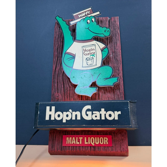 Hop'n Gator Malt Liquor Lighted Beer Sign Working Vintage Advertising