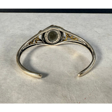 Carolyn Pollack Sterling Silver & Brass Gold Sheen Obsidian Cuff Bracelet