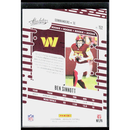 Ben Sinnott 2024 Panini Absolute Retail #152 RC Commanders