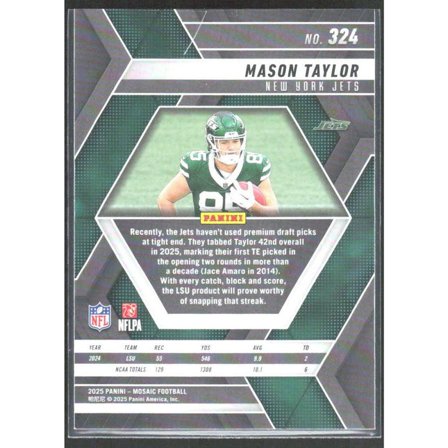 Mason Taylor 2025 Panini Mosaic #324 RC New York Jets