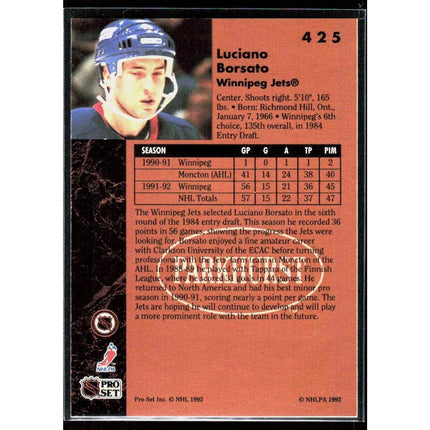 Luciano Borsato 1991-92 Parkhurst #425 RC Winnipeg Jets