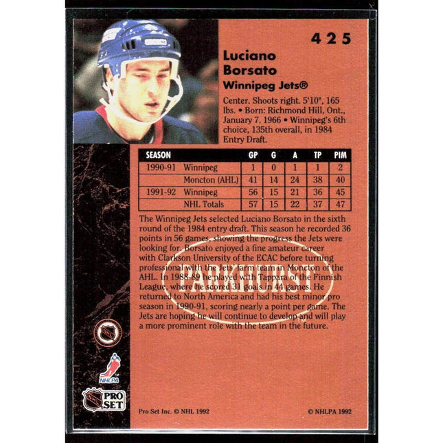 Luciano Borsato 1991-92 Parkhurst #425 RC Winnipeg Jets